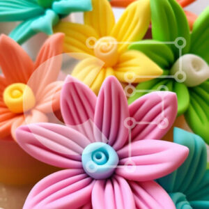 Intra Συλλεκτικό Ξύλινο Παζλ Plywood  4mm - Πολύχρωμα πλαστικά λουλούδια σε κυκλική διάταξη Σε Ξύλινο Κουτί - Διαστάσεις: 10x10 cm – 25 κομμάτια