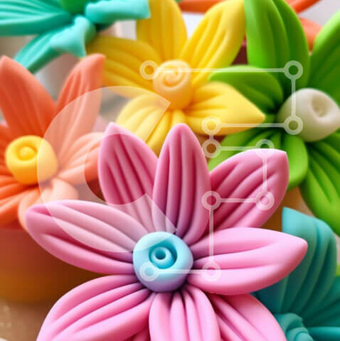 Intra Συλλεκτικό Ξύλινο Παζλ Plywood  4mm - Πολύχρωμα πλαστικά λουλούδια σε κυκλική διάταξη Σε Ξύλινο Κουτί - Διαστάσεις: 10x10 cm – 25 κομμάτια - Image 1