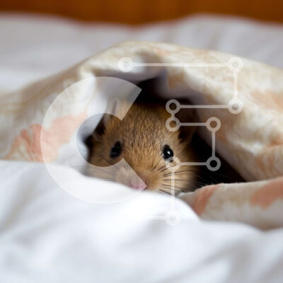 Intra Συλλεκτικό Ξύλινο Παζλ Plywood  4mm - Χαριτωμένη φωτογραφία του ποντικιού που κρυφοκοιτάζει κάτω από μια λευκή κουβέρτα Σε Ξύλινο Κουτί - Διαστάσεις: 10x10 cm – 25 κομμάτια - Image 1