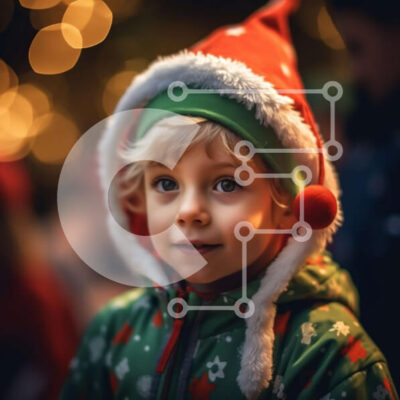 Intra Συλλεκτικό Ξύλινο Παζλ Plywood  4mm - Αξιολάτρευτο χριστουγεννιάτικο αγόρι με εορταστικό πουλόβερ και καπέλο Άγιου Βασίλη Σε Ξύλινο Κουτί - Διαστάσεις: 10x10 cm – 25 κομμάτια - Image 1