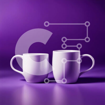 Intra Συλλεκτικό Ξύλινο Παζλ Plywood  4mm - Κομψές και μινιμαλιστικές λευκές κούπες σε ζωντανό μωβ φόντο Σε Ξύλινο Κουτί - Διαστάσεις Puzzle: 10x10 cm – 25 κομμάτια - Image 1