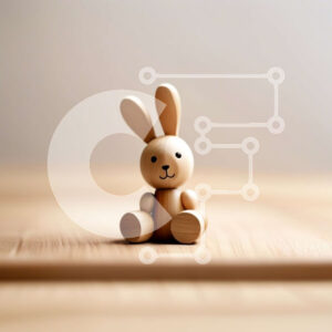 Intra Συλλεκτικό Ξύλινο Παζλ Plywood  4mm - Αξιολάτρευτη εικόνα ενός μικρού ξύλινου κουνελιού σε μια ξύλινη επιφάνεια Σε Ξύλινο Κουτί - Διαστάσεις: 10x10 cm – 25 κομμάτια