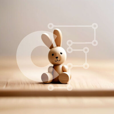 Intra Συλλεκτικό Ξύλινο Παζλ Plywood  4mm - Αξιολάτρευτη εικόνα ενός μικρού ξύλινου κουνελιού σε μια ξύλινη επιφάνεια Σε Ξύλινο Κουτί - Διαστάσεις: 10x10 cm – 25 κομμάτια - Image 1