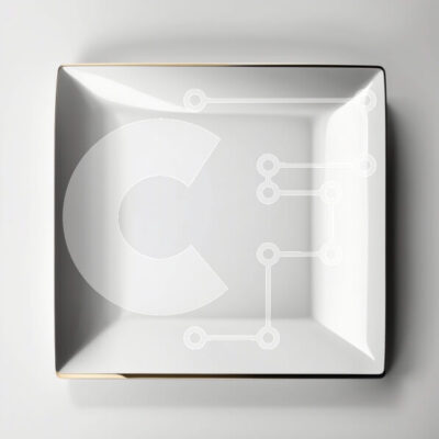 Intra Συλλεκτικό Ξύλινο Παζλ Plywood  4mm - Κομψό λευκό κεραμικό πιάτο με χρυσό χείλος σε γκρι επιφάνεια Σε Ξύλινο Κουτί - Διαστάσεις: 10x10 cm – 25 κομμάτια - Image 1