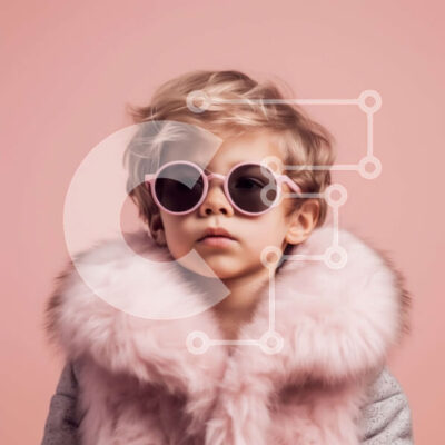 Intra Συλλεκτικό Ξύλινο Παζλ Plywood  4mm - Αξιολάτρευτη εικόνα νεαρής κοπέλας με ροζ γυαλιά ηλίου και γούνινο παλτό Σε Ξύλινο Κουτί - Διαστάσεις Puzzle: 10x10 cm – 25 κομμάτια - Image 1