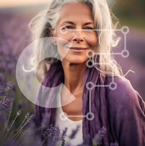 Intra Συλλεκτικό Ξύλινο Παζλ Plywood  4mm - Όμορφη εικόνα της ηλικιωμένης γυναίκας σε ένα χωράφι λεβάντας Σε Ξύλινο Κουτί - Διαστάσεις: 10x10 cm – 25 κομμάτια - Image 1