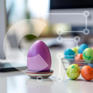 Intra Συλλεκτικό Ξύλινο Παζλ Plywood  4mm - Πολύχρωμα Πασχαλινά αυγά στο γραφείο Σε Ξύλινο Κουτί - Διαστάσεις: 10x10 cm – 25 κομμάτια