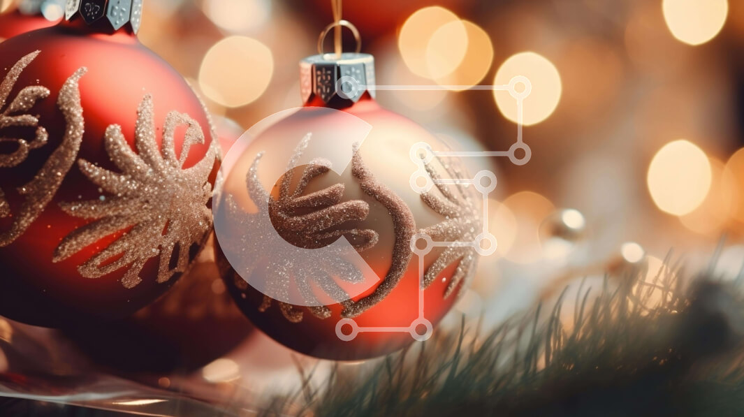 Intra Συλλεκτικό Ξύλινο Παζλ Plywood  4mm - Κόκκινα και χρυσά στολίδια που κρέμονται από κλαδί δέντρου Σε Ξύλινο Κουτί - Διαστάσεις: 10x10 cm – 25 κομμάτια