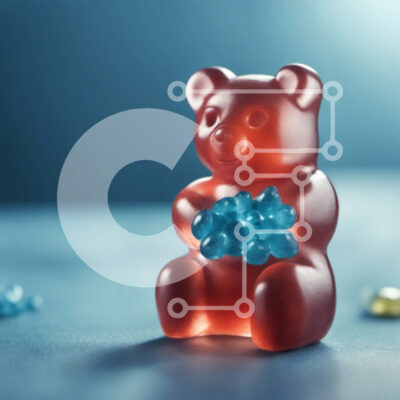 Intra Συλλεκτικό Ξύλινο Παζλ Plywood  4mm - Άγαλμα Gummy Bear με μπλε τσίχλες Σε Ξύλινο Κουτί - Διαστάσεις: 10x10 cm – 25 κομμάτια - Image 1