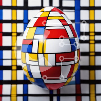 Intra Συλλεκτικό Ξύλινο Παζλ Plywood  4mm - Πολύχρωμο διακοσμημένο Πασχαλινό αυγό σε καρό φόντο Σε Ξύλινο Κουτί - Διαστάσεις: 10x10 cm – 25 κομμάτια - Image 1