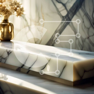 Intra Συλλεκτικό Ξύλινο Παζλ Plywood  4mm - Κομψό λευκό βάζο με χρυσές πινελιές σε μοντέρνο μπάνιο Σε Ξύλινο Κουτί - Διαστάσεις Puzzle: 10x10 cm – 25 κομμάτια - Image 1