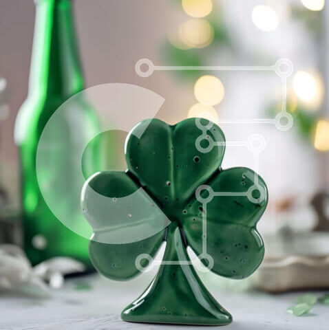 Intra Συλλεκτικό Ξύλινο Παζλ Plywood  4mm - Εορτασμός της Ημέρας του Αγίου Πατρικίου με ειδώλιο τριφυλλιού και μπουκάλι μπύρας Σε Ξύλινο Κουτί - Διαστάσεις: 10x10 cm – 25 κομμάτια - Image 1