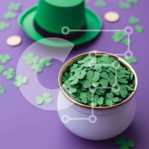 Intra Συλλεκτικό Ξύλινο Παζλ Plywood  4mm - Γιορτή του Αγίου Πατρικίου με τριφύλλια τριφύλλι και ιρλανδικό καπέλο Σε Ξύλινο Κουτί - Διαστάσεις: 10x10 cm – 25 κομμάτια