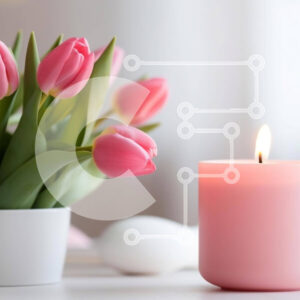 Intra Συλλεκτικό Ξύλινο Παζλ Plywood  4mm - Πασχαλινή λαμπάδα με τουλίπες και αυγό Σε Ξύλινο Κουτί - Διαστάσεις Puzzle: 10x10 cm – 25 κομμάτια