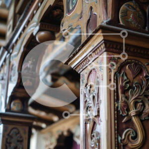 Intra Συλλεκτικό Ξύλινο Παζλ Plywood  4mm - Περίτεχνα διακοσμημένος ξύλινος πυλώνας σε ιστορικό κτίριο Σε Ξύλινο Κουτί - Διαστάσεις Puzzle: 10x10 cm – 25 κομμάτια