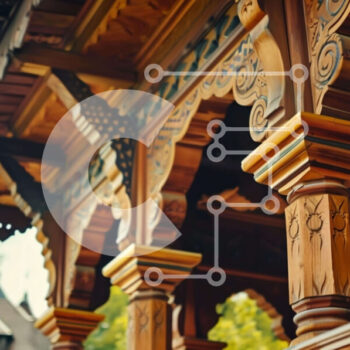 Intra Συλλεκτικό Ξύλινο Παζλ Plywood  4mm - Περίτεχνο ξύλινο κτήριο με ρολόι και δέντρα Σε Ξύλινο Κουτί - Διαστάσεις Puzzle: 10x10 cm – 25 κομμάτια - Image 1