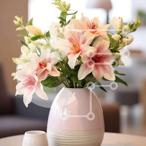 Intra Συλλεκτικό Ξύλινο Παζλ Plywood  4mm - Λευκό βάζο με ροζ και λευκά λουλούδια Σε Ξύλινο Κουτί - Διαστάσεις Puzzle: 10x10 cm – 25 κομμάτια - Image 1