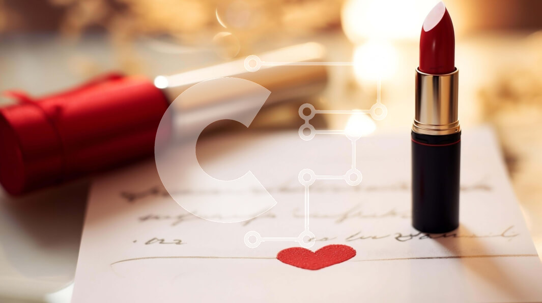 Intra Συλλεκτικό Ξύλινο Παζλ Plywood  4mm - Κόκκινο κραγιόν σε σημείωμα αγάπης με σφραγίδα σε σχήμα καρδιάς Σε Ξύλινο Κουτί - Διαστάσεις Puzzle: 10x10 cm – 25 κομμάτια