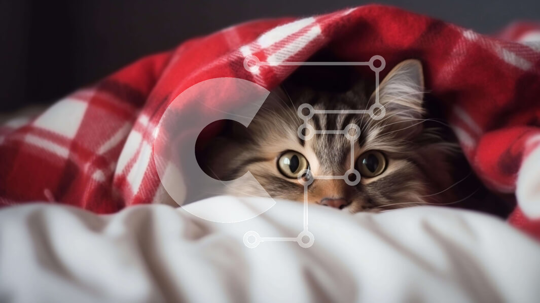 Intra Συλλεκτικό Ξύλινο Παζλ Plywood  4mm - Περίεργη γάτα που κρυφοκοιτάζει κάτω από την κουβέρτα Σε Ξύλινο Κουτί - Διαστάσεις: 10x10 cm – 25 κομμάτια