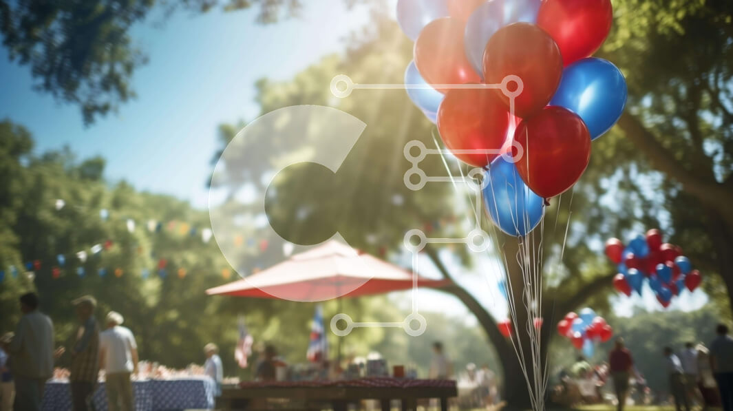 Intra Συλλεκτικό Ξύλινο Παζλ Plywood  4mm - Εορτασμός της Ημέρας της Ανεξαρτησίας με Κόκκινα, Λευκά και Μπλε μπαλόνια Σε Ξύλινο Κουτί - Διαστάσεις: 10x10 cm – 25 κομμάτια