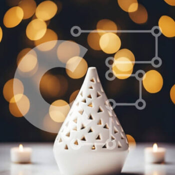 Intra Συλλεκτικό Ξύλινο Παζλ Plywood  4mm - Λευκό Κεραμικό Βάζο με Κηροπήγια και Φώτα Σε Ξύλινο Κουτί - Διαστάσεις Puzzle: 10x10 cm – 25 κομμάτια - Image 1