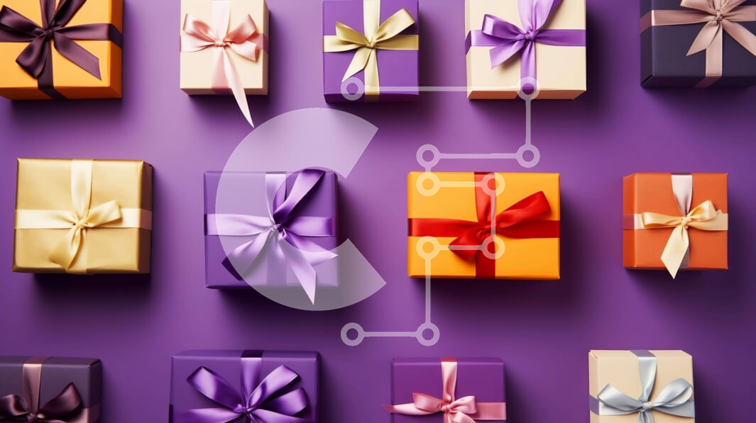 Intra Συλλεκτικό Ξύλινο Παζλ Plywood  4mm - Πολύχρωμα κουτιά δώρων σε μωβ φόντο Σε Ξύλινο Κουτί - Διαστάσεις: 10x10 cm – 25 κομμάτια