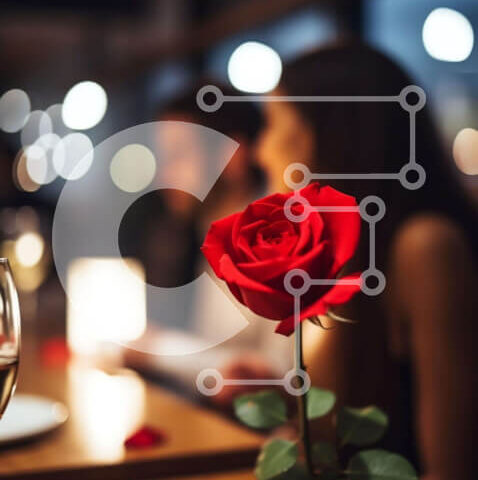 Intra Συλλεκτικό Ξύλινο Παζλ Plywood 4mm - Ρομαντικό δείπνο με κόκκινο τριαντάφυλλο Σε Ξύλινο Κουτί - Διαστάσεις Puzzle: 10x10 cm – 25 κομμάτια - Image 1