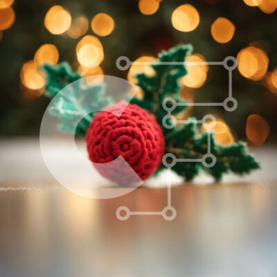 Intra Συλλεκτικό Ξύλινο Παζλ Plywood  4mm - Διακόσμηση μπάλας με κροσέ στο τραπέζι με πολύχρωμα φωτάκια Σε Ξύλινο Κουτί - Διαστάσεις Puzzle: 10x10 cm – 25 κομμάτια - Image 1