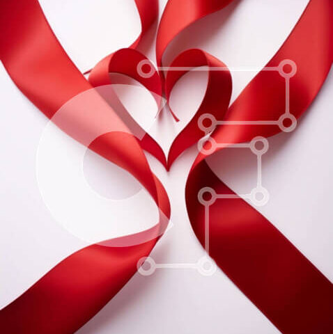 Intra Συλλεκτικό Ξύλινο Παζλ Plywood 4mm - Κόκκινες κορδέλες που σχηματίζουν σχήμα καρδιάς Σε Ξύλινο Κουτί - Διαστάσεις Puzzle: 10x10 cm – 25 κομμάτια - Image 1