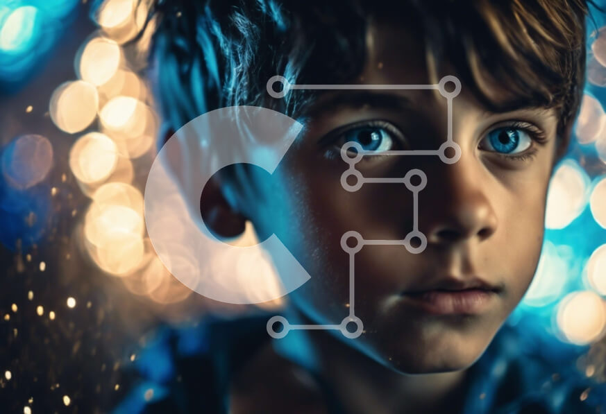 Intra Συλλεκτικό Ξύλινο Παζλ Plywood  4mm - Πορτρέτο ενός νεαρού αγοριού με μπλε μάτια Σε Ξύλινο Κουτί - Διαστάσεις Puzzle: 10x10 cm – 25 κομμάτια