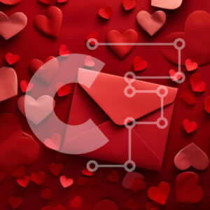 Intra Συλλεκτικό Ξύλινο Παζλ Plywood  4mm - Ρομαντικές καρδιές και φάκελος σε κόκκινο φόντο Σε Ξύλινο Κουτί - Διαστάσεις Puzzle: 10x10 cm – 25 κομμάτια