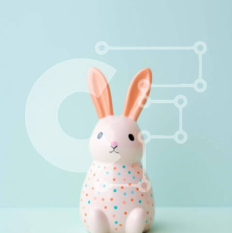 Intra Συλλεκτικό Ξύλινο Παζλ Plywood 4mm - Μικρό ειδώλιο λαγουδάκι με πουά σε γαλάζιο φόντο Σε Ξύλινο Κουτί - Διαστάσεις Puzzle: 10x10 cm – 25 κομμάτια - Image 1