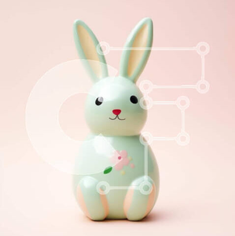 Intra Συλλεκτικό Ξύλινο Παζλ Plywood  4mm - Μικρό πράσινο ειδώλιο λαγουδάκι σε υπόλευκο φόντο Σε Ξύλινο Κουτί - Διαστάσεις: 10x10 cm – 25 κομμάτια - Image 1