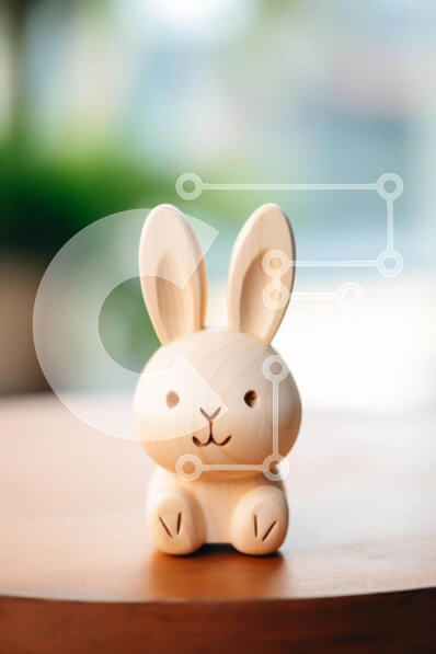 Intra Συλλεκτικό Ξύλινο Παζλ Plywood  4mm - Μικρό ξύλινο παιχνίδι λαγουδάκι σε ημιτελές ξύλινο τραπέζι Σε Ξύλινο Κουτί - Διαστάσεις: 10x10 cm – 25 κομμάτια