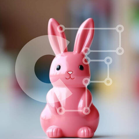 Intra Συλλεκτικό Ξύλινο Παζλ Plywood 4mm - Ροζ λαγουδάκι στο τραπέζι Σε Ξύλινο Κουτί - Διαστάσεις: 10x10 cm – 25 κομμάτια - Image 1