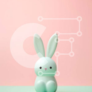 Intra Συλλεκτικό Ξύλινο Παζλ Plywood  4mm - Μικρό λευκό ειδώλιο λαγουδάκι σε πορτοκαλί και ροζ φόντο Σε Ξύλινο Κουτί - Διαστάσεις: 10x10 cm – 25 κομμάτια