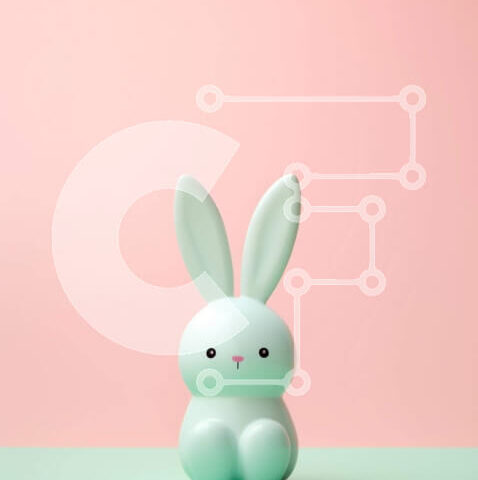 Intra Συλλεκτικό Ξύλινο Παζλ Plywood 4mm - Μικρό λευκό ειδώλιο λαγουδάκι σε πορτοκαλί και ροζ φόντο Σε Ξύλινο Κουτί - Διαστάσεις: 10x10 cm – 25 κομμάτια - Image 1