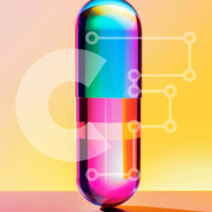 Intra Συλλεκτικό Ξύλινο Παζλ Plywood  4mm - Πολύχρωμο χάπι που επιπλέει σε πορτοκαλί και κίτρινο φόντο Σε Ξύλινο Κουτί - Διαστάσεις Puzzle: 10x10 cm – 25 κομμάτια