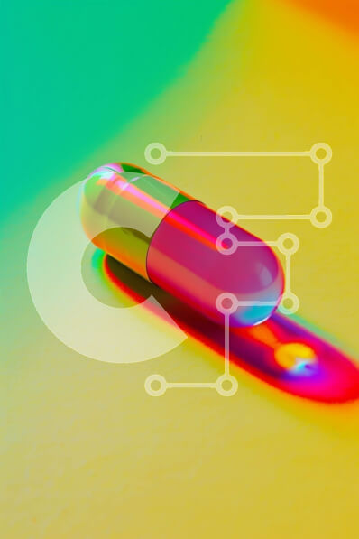 Intra Συλλεκτικό Ξύλινο Παζλ Plywood  4mm - Πολύχρωμο χάπι σε πορτοκαλί, κίτρινο και πράσινο φόντο Σε Ξύλινο Κουτί - Διαστάσεις Puzzle: 10x10 cm – 25 κομμάτια