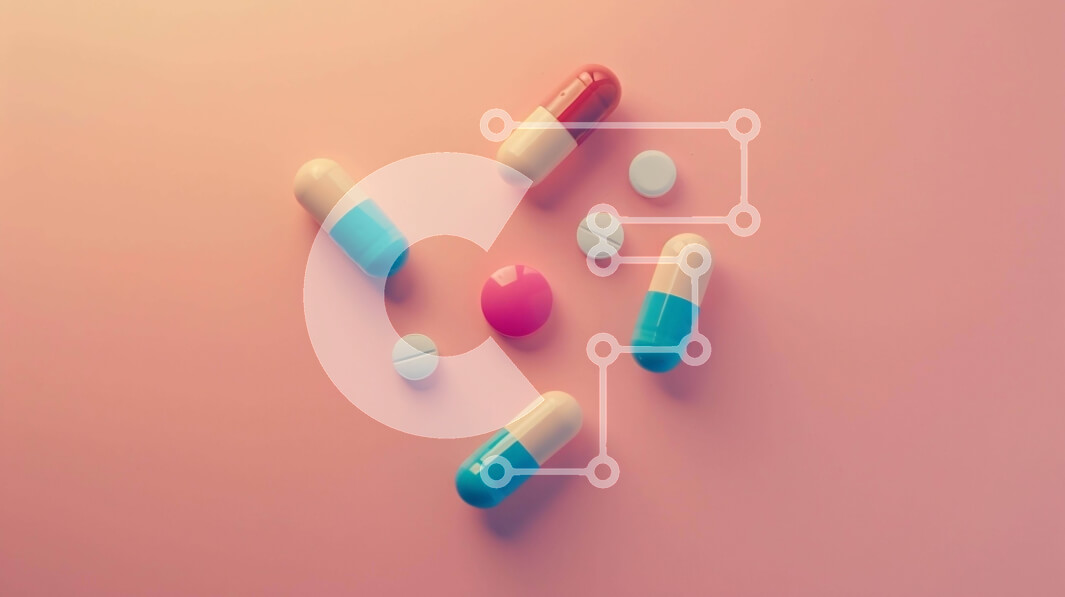 Intra Συλλεκτικό Ξύλινο Παζλ Plywood  4mm - Πολύχρωμα χάπια και κάψουλες σε ροζ φόντο Σε Ξύλινο Κουτί - Διαστάσεις Puzzle: 10x10 cm – 25 κομμάτια