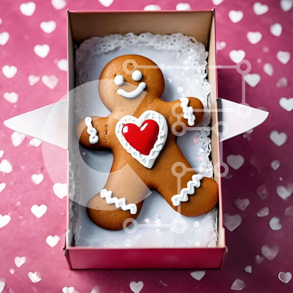 Intra Συλλεκτικό Ξύλινο Παζλ Plywood  4mm - Ημέρα του Αγίου Βαλεντίνου μελόψωμο άνθρωπος σε κουτί καρδιά Σε Ξύλινο Κουτί - Διαστάσεις: 10x10 cm – 25 κομμάτια