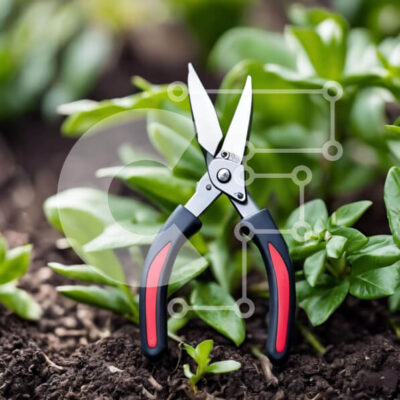 Intra Συλλεκτικό Ξύλινο Παζλ Plywood 4mm - Ψαλίδι κηπουρικής στη βρωμιά δίπλα στα πράσινα φυτά Σε Ξύλινο Κουτί - Διαστάσεις: 10x10 cm – 25 κομμάτια - Image 1