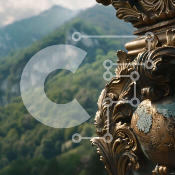 Intra Συλλεκτικό Ξύλινο Παζλ Plywood  4mm - Περίτεχνος πυλώνας με ορεινό φόντο και δέντρα Σε Ξύλινο Κουτί - Διαστάσεις Puzzle: 10x10 cm – 25 κομμάτια - Image 1