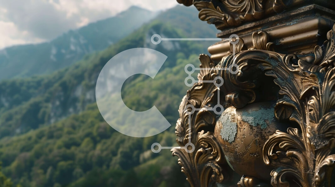 Intra Συλλεκτικό Ξύλινο Παζλ Plywood  4mm - Περίτεχνος πυλώνας με ορεινό φόντο και δέντρα Σε Ξύλινο Κουτί - Διαστάσεις Puzzle: 10x10 cm – 25 κομμάτια