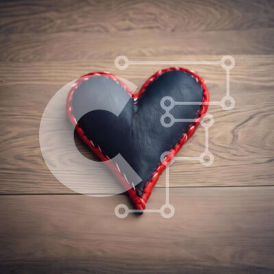 Intra Συλλεκτικό Ξύλινο Παζλ Plywood 4mm - Μαύρο και κόκκινο δερμάτινο στολίδι σε σχήμα καρδιάς σε ξύλινο πάτωμα Σε Ξύλινο Κουτί - Διαστάσεις: 10x10 cm – 25 κομμάτια - Image 1