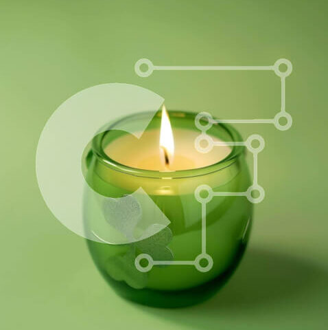 Intra Συλλεκτικό Ξύλινο Παζλ Plywood 4mm - Πράσινο κερί σε γυάλινο δοχείο Σε Ξύλινο Κουτί - Διαστάσεις: 10x10 cm – 25 κομμάτια - Image 1