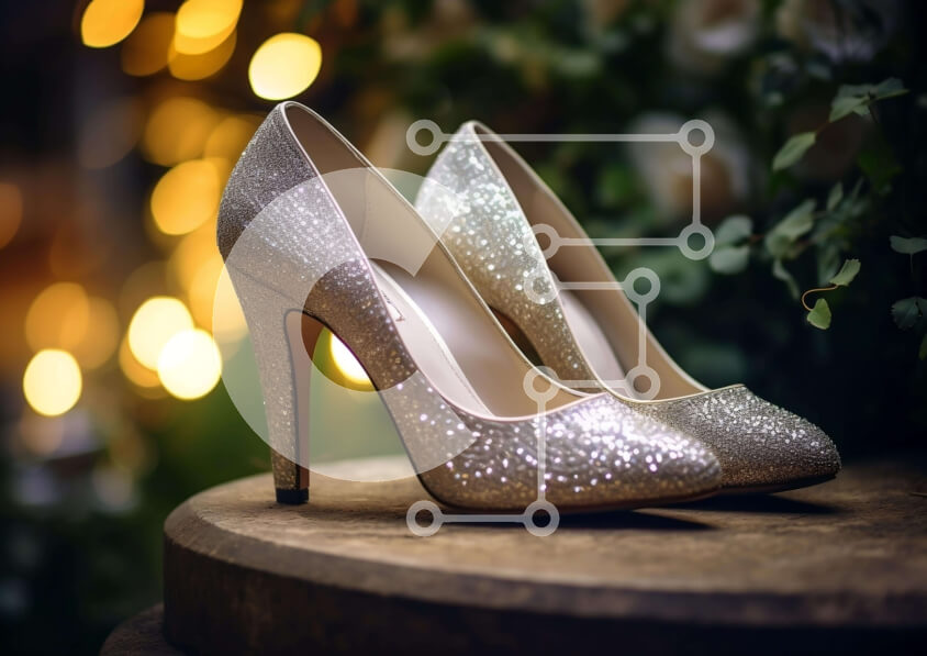 Intra Συλλεκτικό Ξύλινο Παζλ Plywood  4mm - Ζευγάρι ψηλοτάκουνα παπούτσια σε διακοσμητικό τραπέζι Σε Ξύλινο Κουτί - Διαστάσεις Puzzle: 10x10 cm – 25 κομμάτια