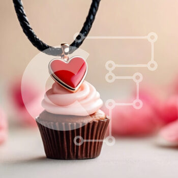 Intra Συλλεκτικό Ξύλινο Παζλ Plywood  4mm - Κρεμαστό κολιέ Cupcake με ροζ τριαντάφυλλα και λουλούδια Σε Ξύλινο Κουτί - Διαστάσεις Puzzle: 10x10 cm – 25 κομμάτια - Image 1