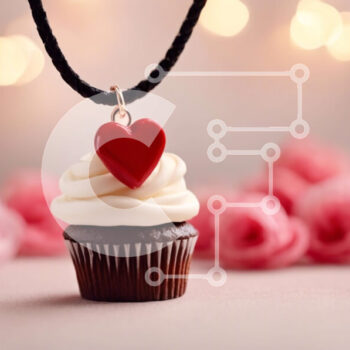 Intra Συλλεκτικό Ξύλινο Παζλ Plywood 4mm - Κολιέ Cupcake με Cupcake σε σχήμα καρδιάς σε ροζ τριαντάφυλλα Σε Ξύλινο Κουτί - Διαστάσεις Puzzle: 10x10 cm – 25 κομμάτια - Image 1