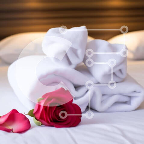 Intra Συλλεκτικό Ξύλινο Παζλ Plywood  4mm - Ρομαντικό κρεβάτι με λευκές πετσέτες και κόκκινο τριαντάφυλλο Σε Ξύλινο Κουτί - Διαστάσεις Puzzle: 10x10 cm – 25 κομμάτια - Image 1